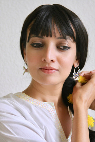 'The Ashwins'; whimsical prancing horse earrings - Lai