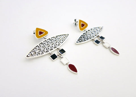 Tiébélé: dramatic, multi-tiered, statement earrings - Lai