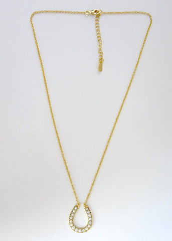 Timeless, pearl encrusted, gold plated horse-shoe pendant necklace - Lai