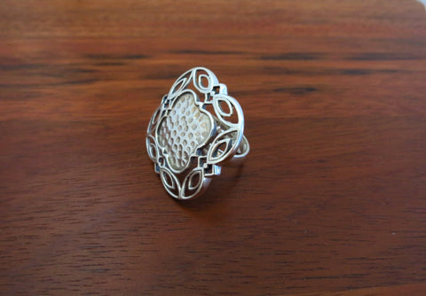 Unique, Kutch-inspired, square ring in hammer finish with wire-work frame - Lai