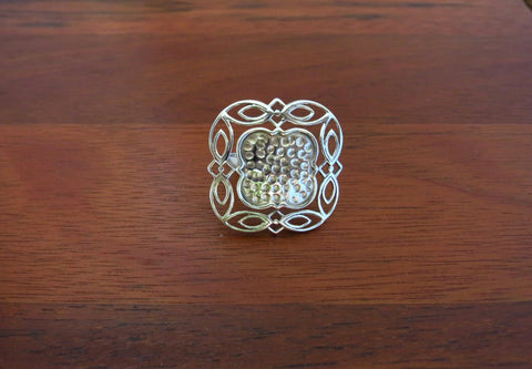 Unique, Kutch-inspired, square ring in hammer finish with wire-work frame - Lai