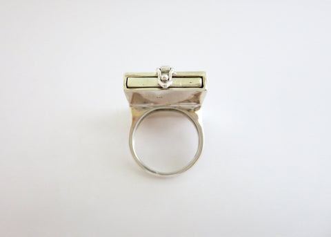 Unique, rectangular sterling silver drawer ring - Lai