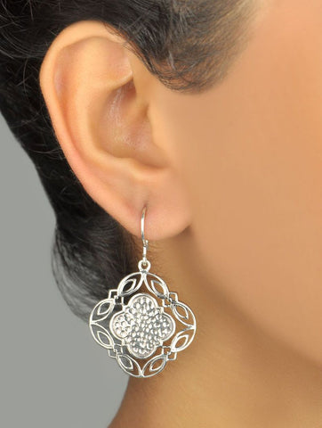 Unique, wire-work and hammer finish dangle earrings - Lai