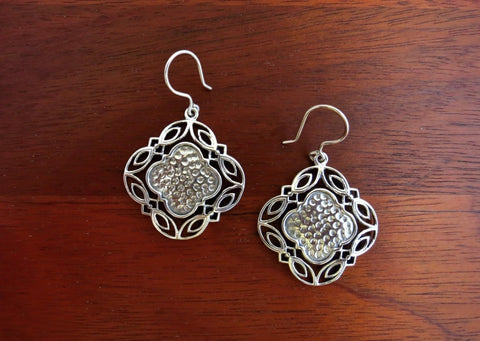 Unique, wire-work and hammer finish dangle earrings
