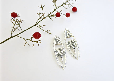 Neo-tribal navette earrings