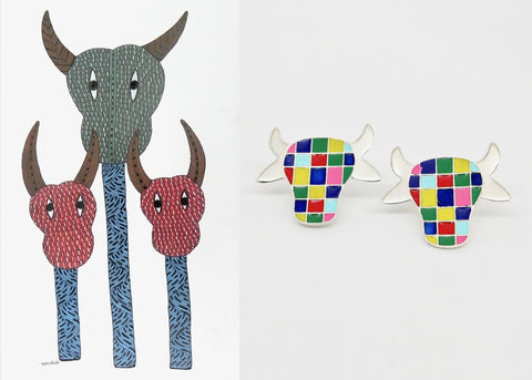 Whimsical and uber cool 'dhenu' (cow) ear studs - Lai