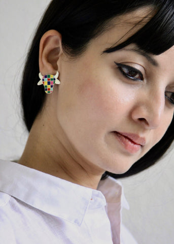 Whimsical and uber cool 'dhenu' (cow) ear studs - Lai