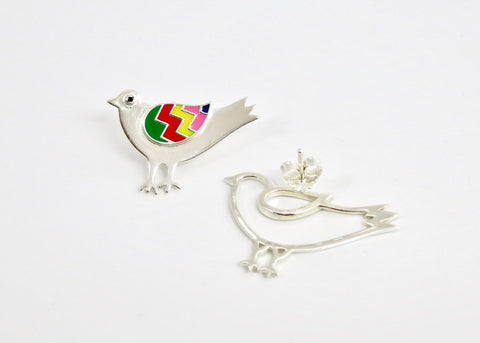 Whimsical, asymmetrical 'paksi' (bird) earrings - Lai