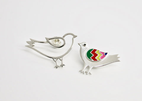 Whimsical, asymmetrical 'paksi' (bird) earrings - Lai