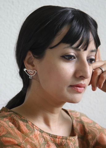 Whimsical, asymmetrical 'paksi' (bird) earrings - Lai