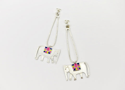 Whimsical, long dangling 'Gaja' (elephant) earrings - Lai